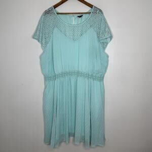 Torrid Dress Womens 4X Lace Yoke Waist Pockets Textured Fit Flare Boho Spring